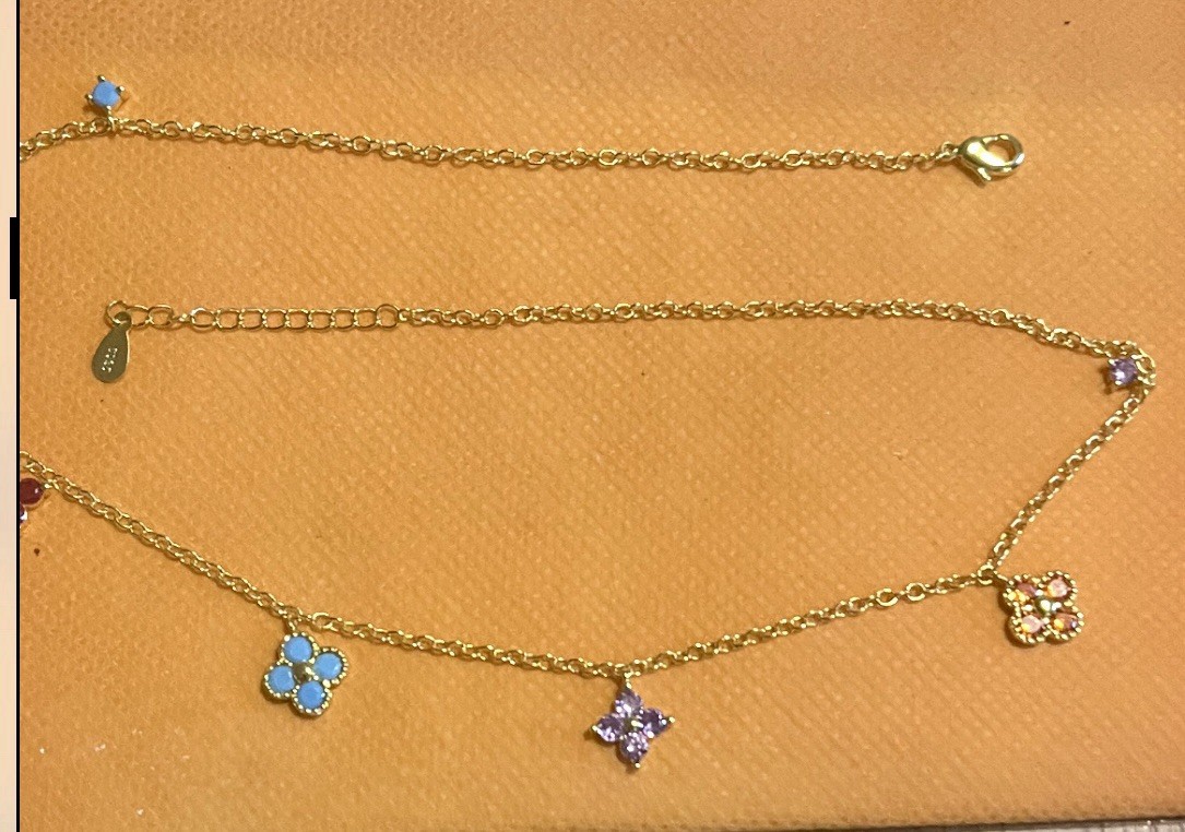 Sparkling Crystal Necklace 17”Marked 925