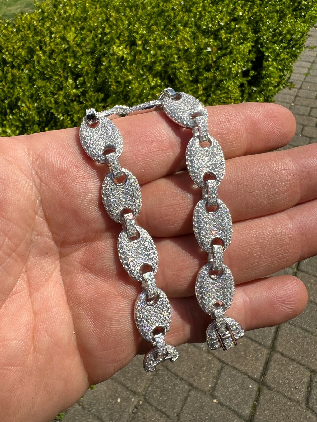 ICED Moissanite Gucci Link Bracelet 12mm Hip Hop 925 Silver Pass Diamond Tester
