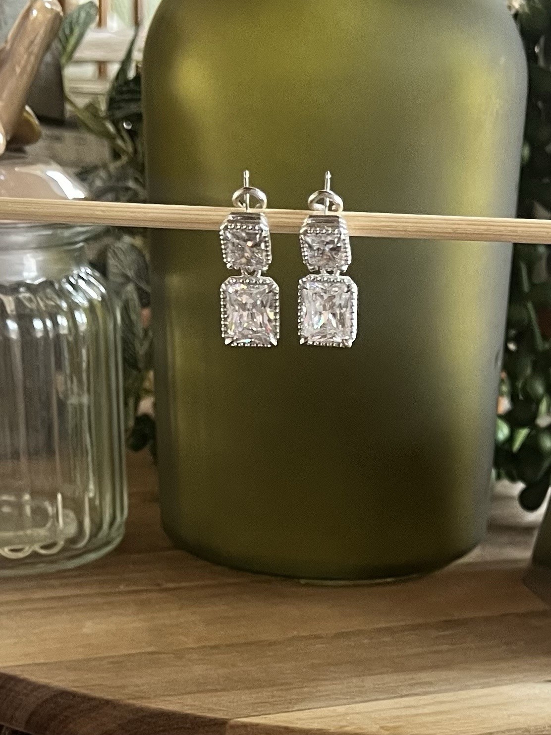 Judith Ripka Sterling Silver Diamonique CZ Double Drop Earrings NWT QVC