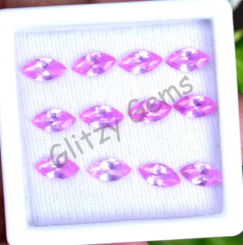 12Pcs Natural Mogok Pink Ruby Marquise 7.60 MM Certified Flawless Loose Gemstone