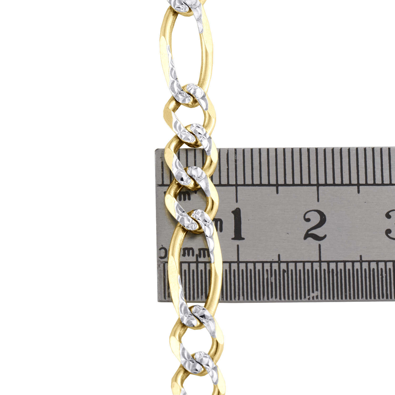 Mens 10K Yellow Gold 6.50mm Diamond Cut Solid Figaro Link Bracelet 7 – 9 Inches
