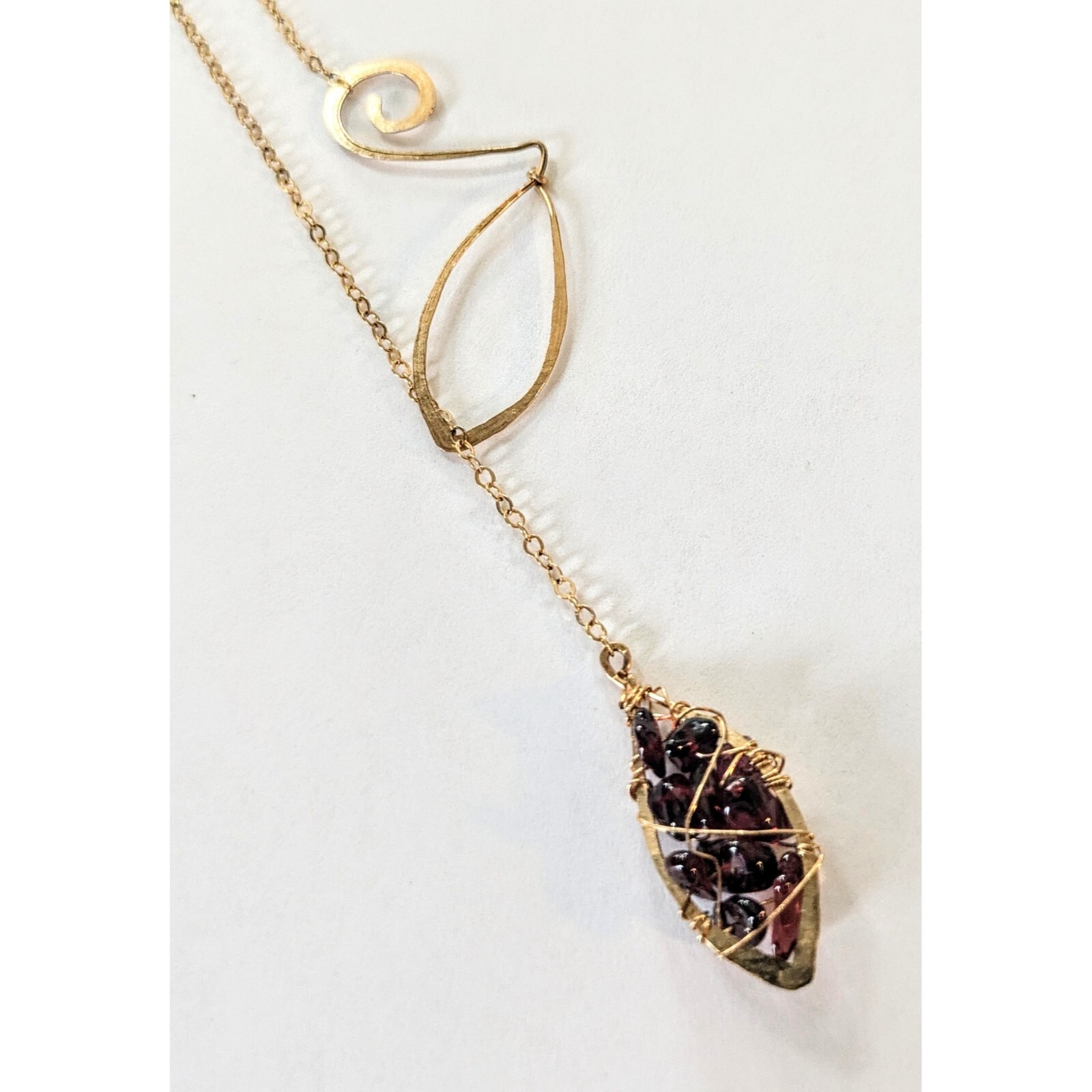 Artisan 14k Yellow Gold Filled Purple Garnet Lariot Y Slide Pendant Necklace
