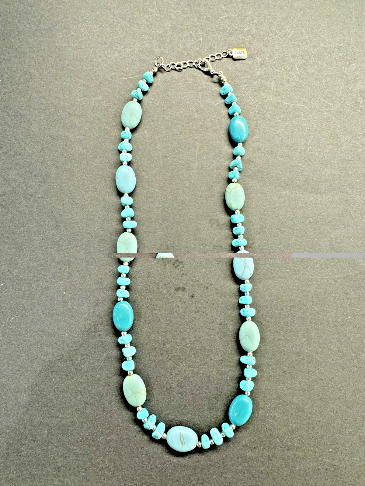 Chaps Southwestern-inspired Turquoise Blue Bead Necklace, Boho Chic Statement.