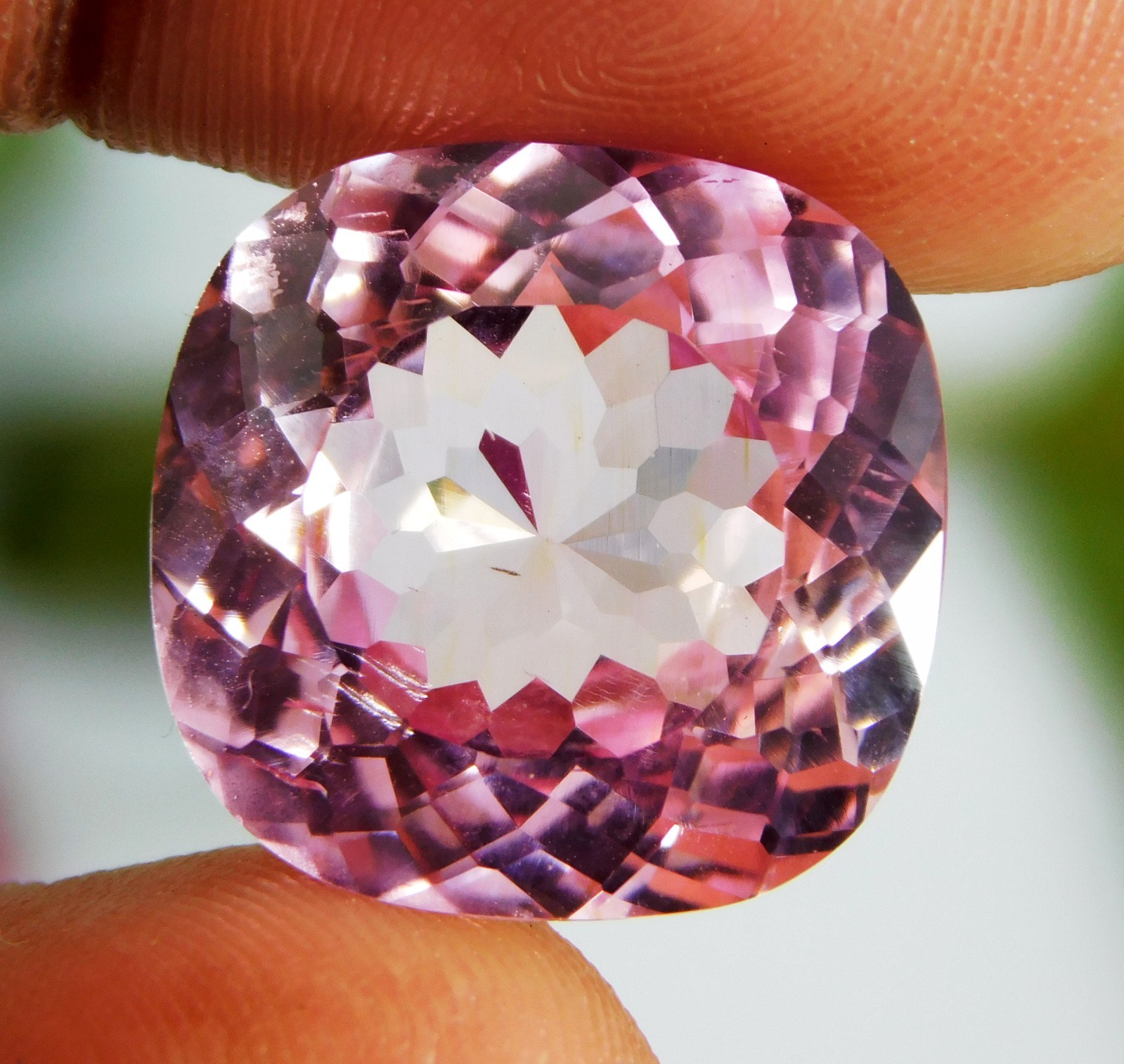 16.50 Ct Certified Natural Brazilian Pink Morganite Cushion Cut Fine Gemstone