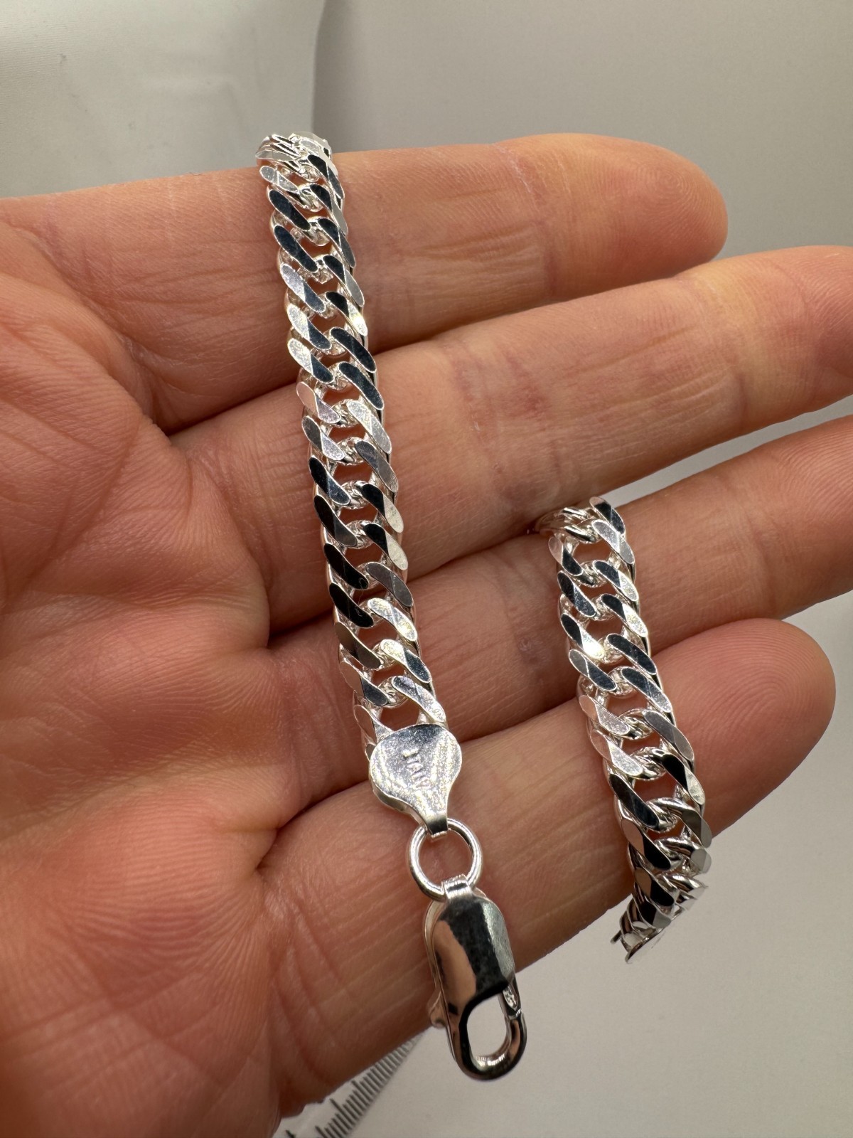 🌟 Sterling Silver 8mm Double Curb Link Necklace Chain Length 20″ / 50cm (A0414)