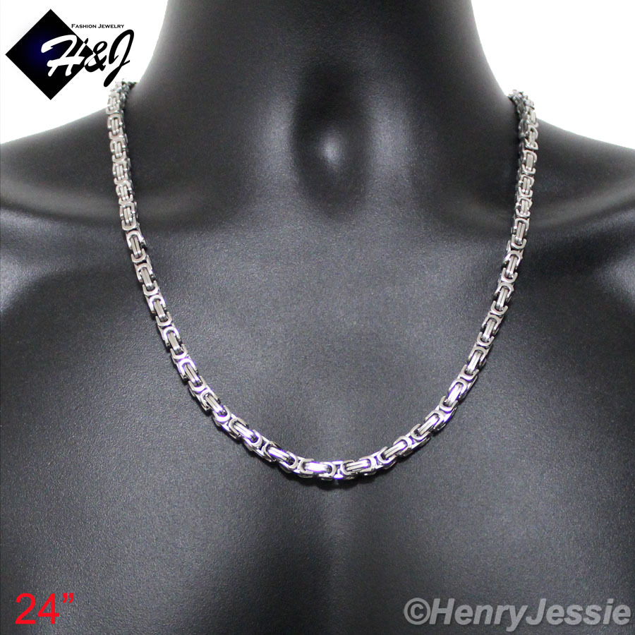 18-40″MEN’s Stainless Steel 6mm Silver Byzantine Box Link Chain Necklace