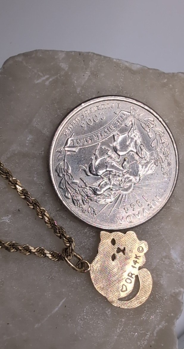VTG 14k Cat Pendant | 10K Yellow Gold Rope Chain Necklace 18 Inch 3.17 total g