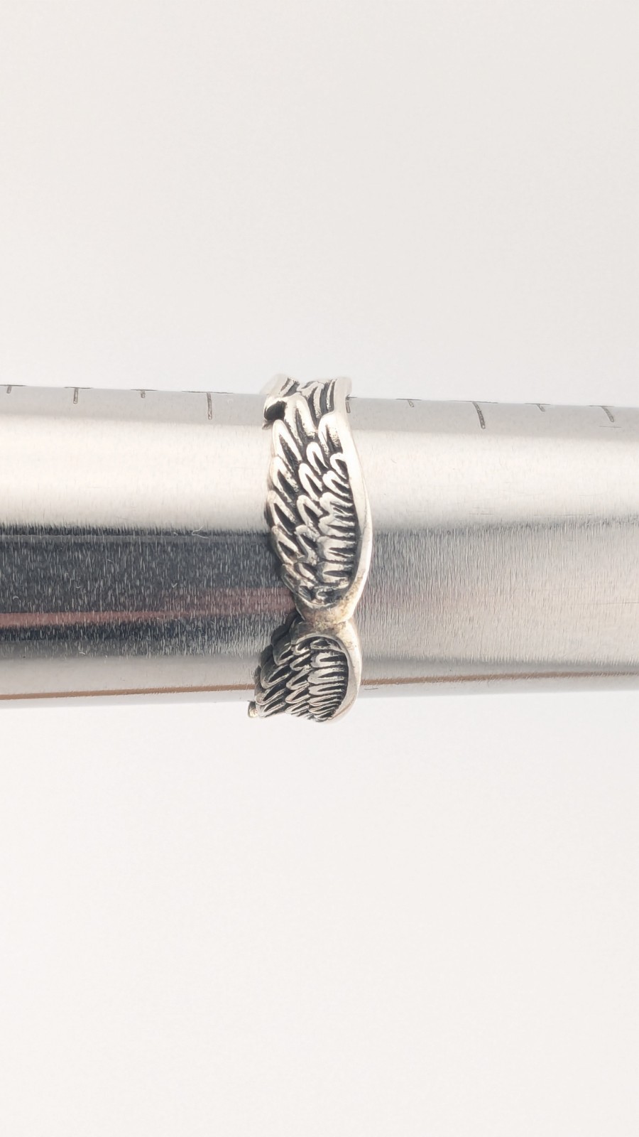 Vintage Sterling Silver Ring Angel Wings Biker Feather Band Size 7.5-7.75