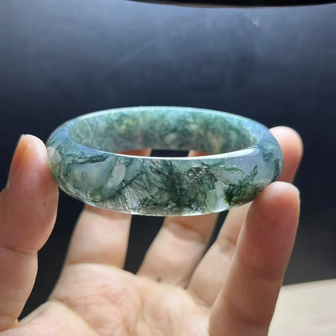 61mm Natural Clear Aquatic Agate Crystal Quartz Gemstone Bangle