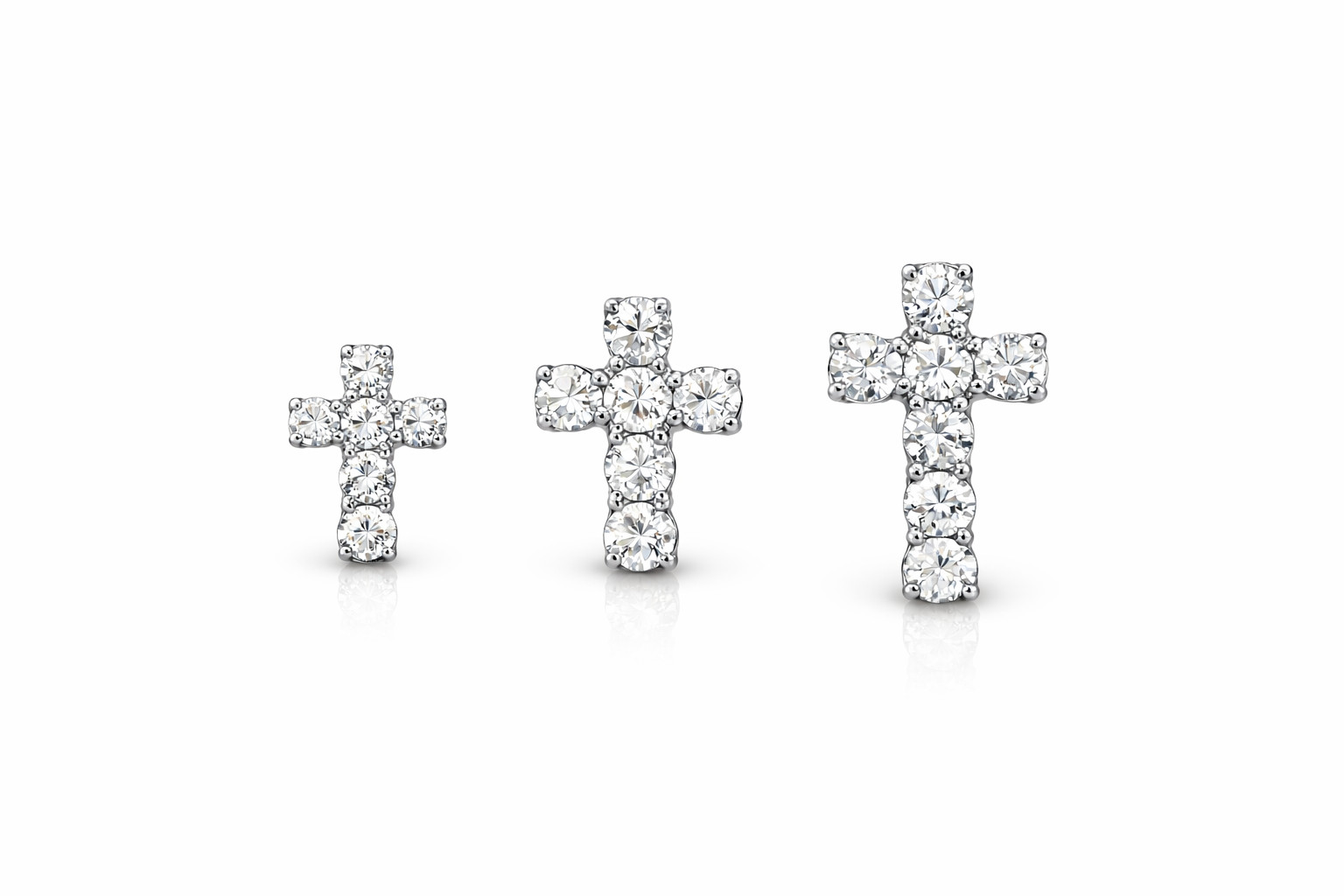 14K Yellow or White Gold Cubic Zirconia CZ Cross Earrings
