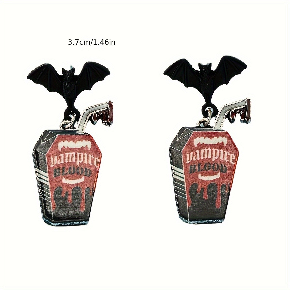 Halloween Bat Vampire Blood Punk Earrings 2Pcs Gothic Party Jewelry