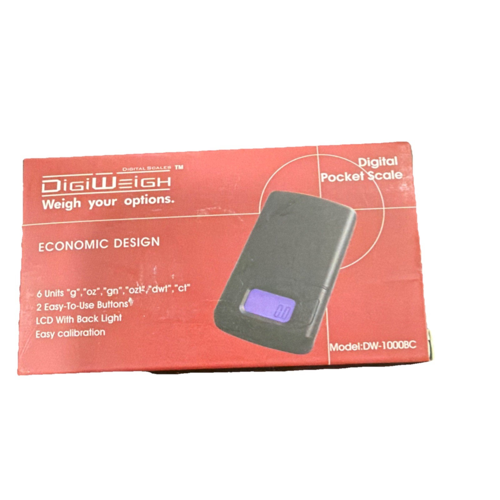 DigiWeigh DW-1000BC Black Digital Pocket Scale 1000g 0.1g Accuracy