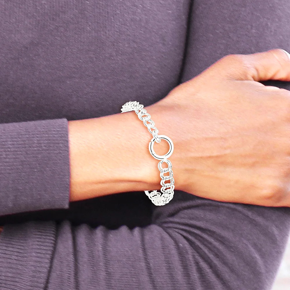 Sterling Silver Polished Double Link 7in Charm Bracelet
