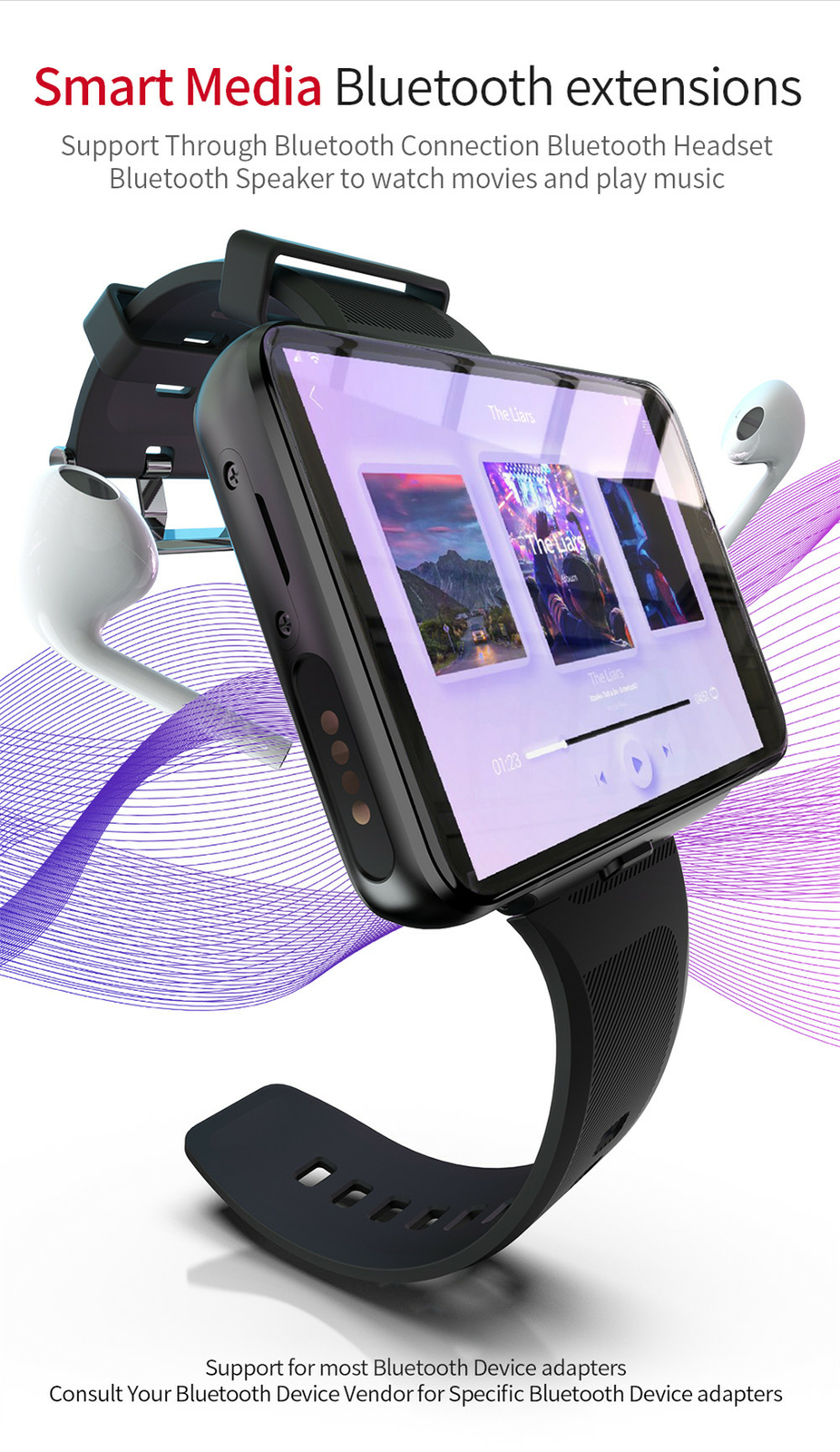 Big Screen Android 4G Smart Watch Smartwatch Dual Camera WiFi RAM 4G ROM 64G