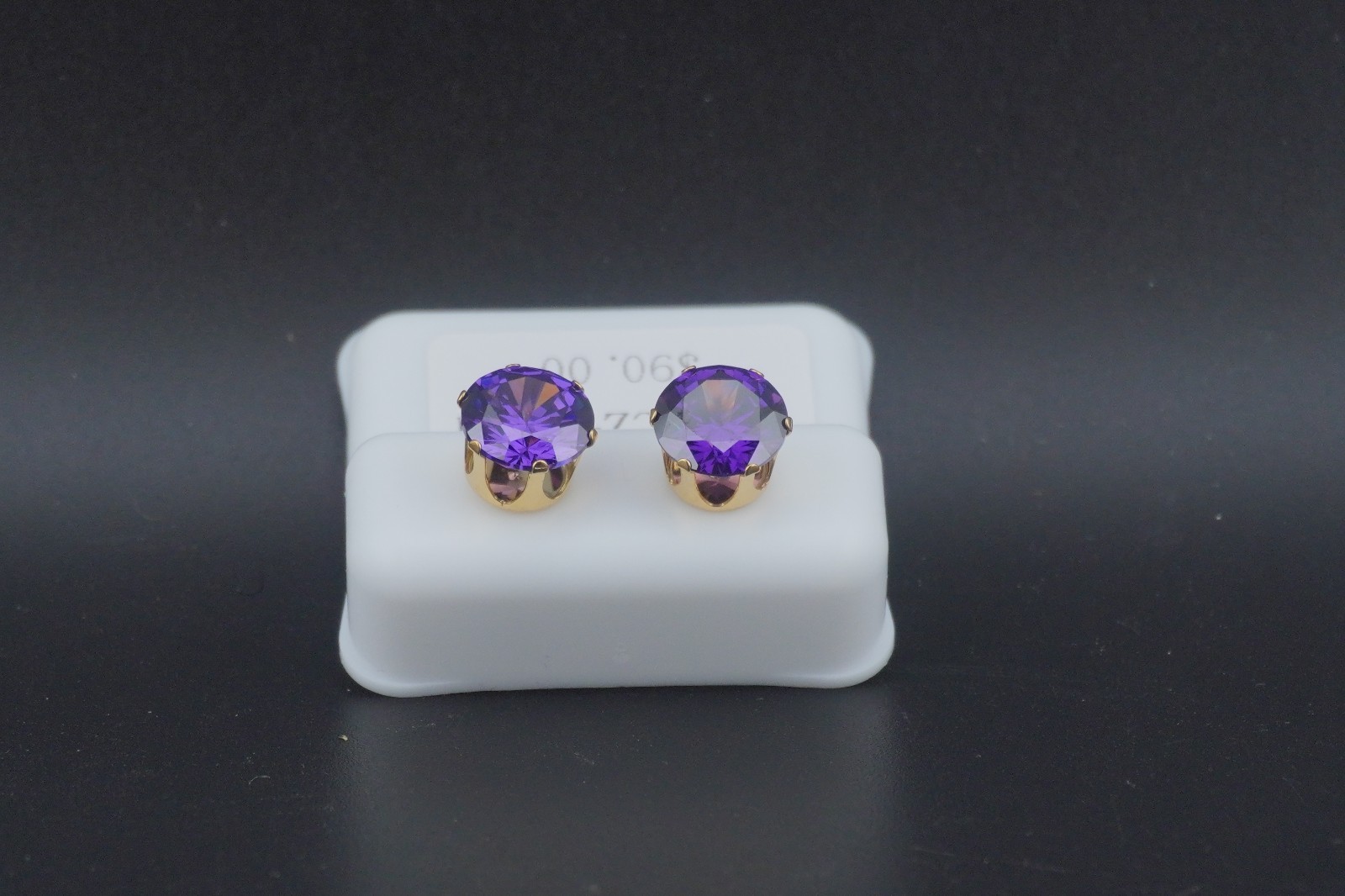 Earrings – CVV-CS 10mm “Approx 2CT. Size” in Brilliant Purple – Standard Backs