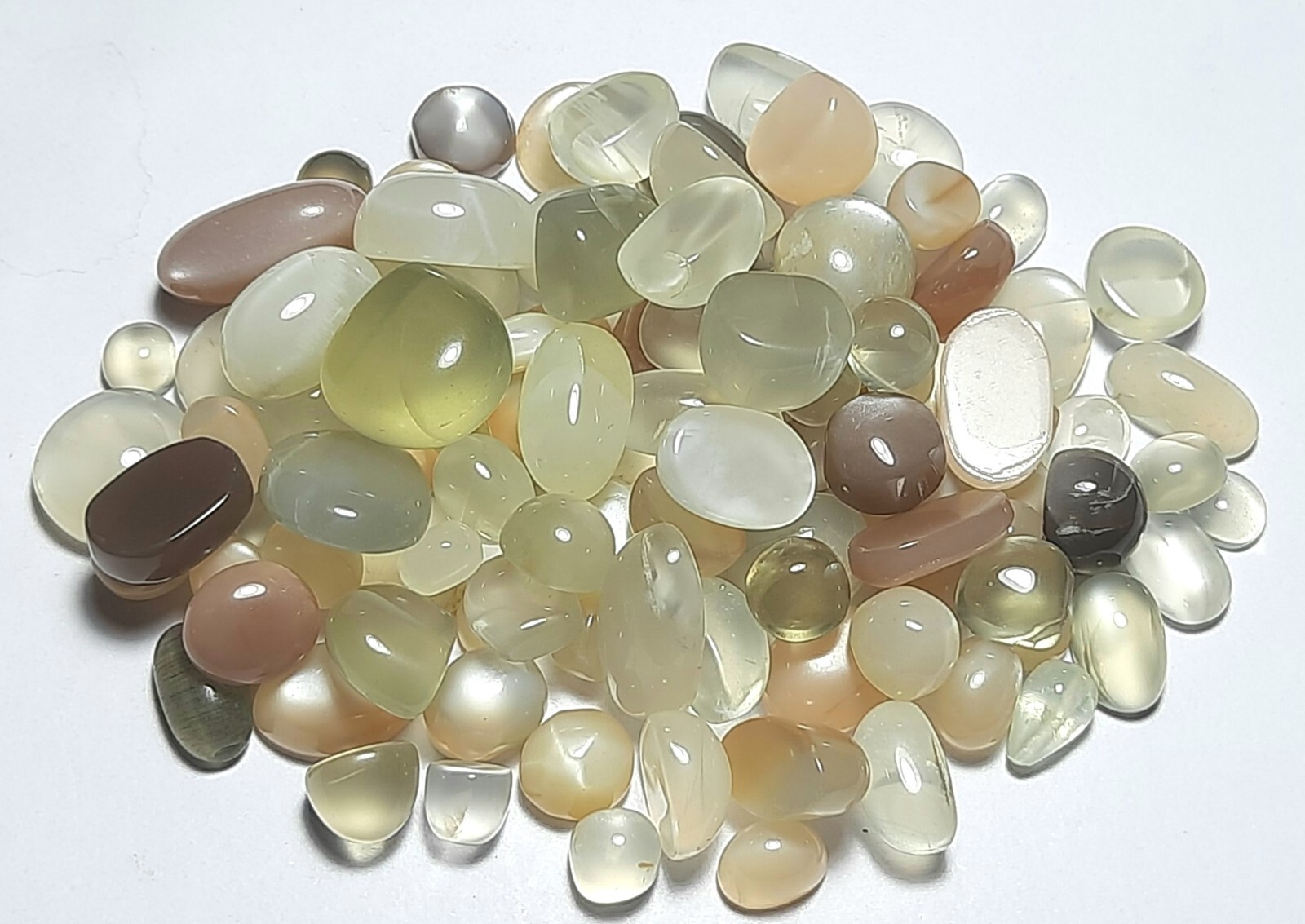 White Grey Peach Chocolate Moonstone Mix 100 Carat Lot Cabochon Free Shipping