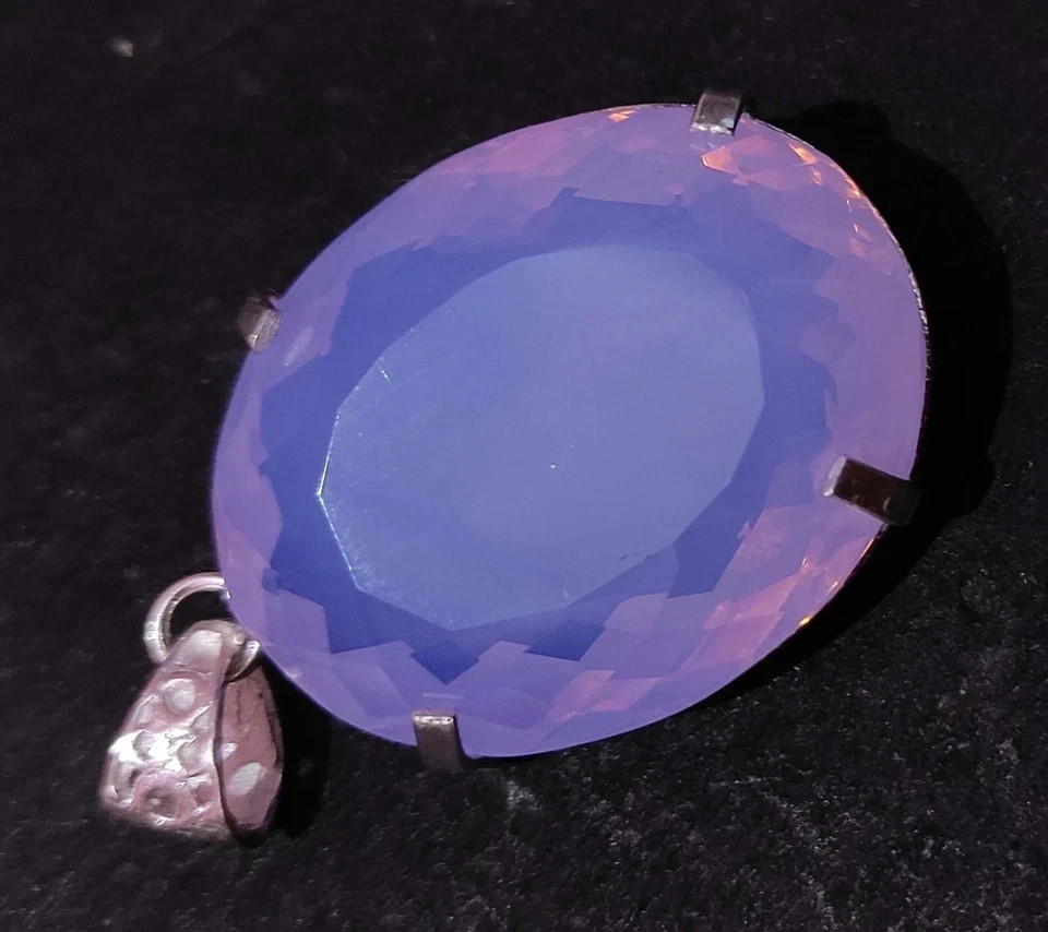 75 CT+ Oval Pink Fire Opal Pendant Solid 925 Sterling Silver Plated Jewelry