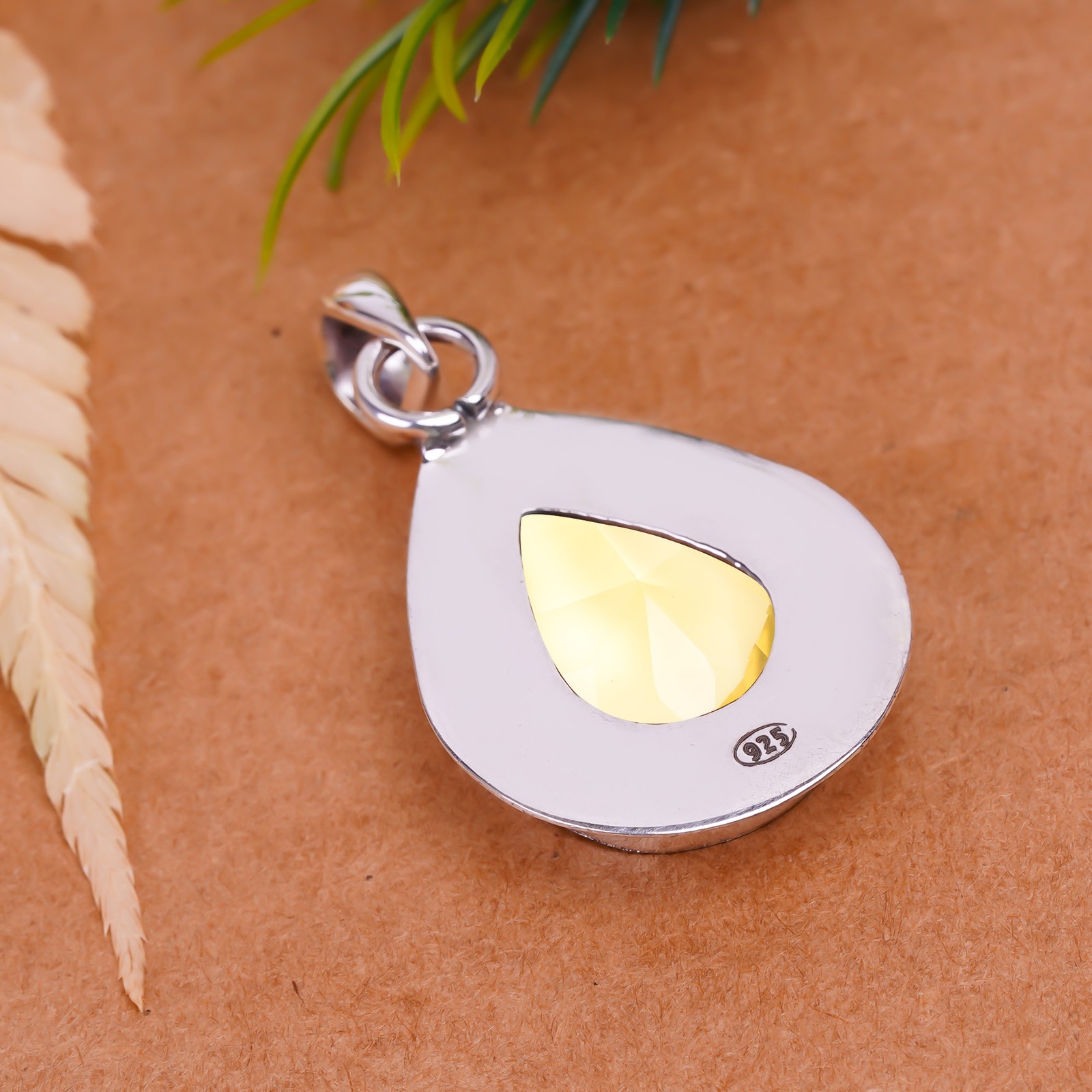 Lemon Quartz 925 Sterling Silver Pendant, Christmas Gift, Gift For Her P149628