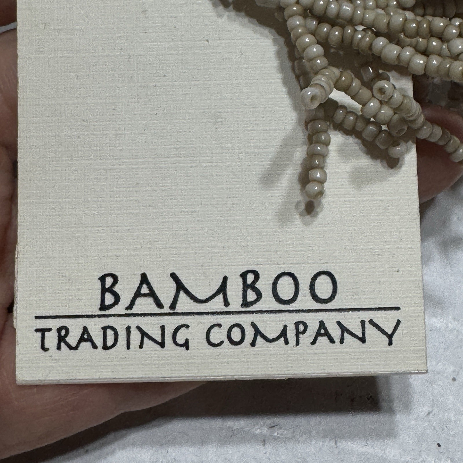 Bamboo Trading Co Handmade Seed Bead, Beige Earrings 3” Dangle Gold Coral Reef