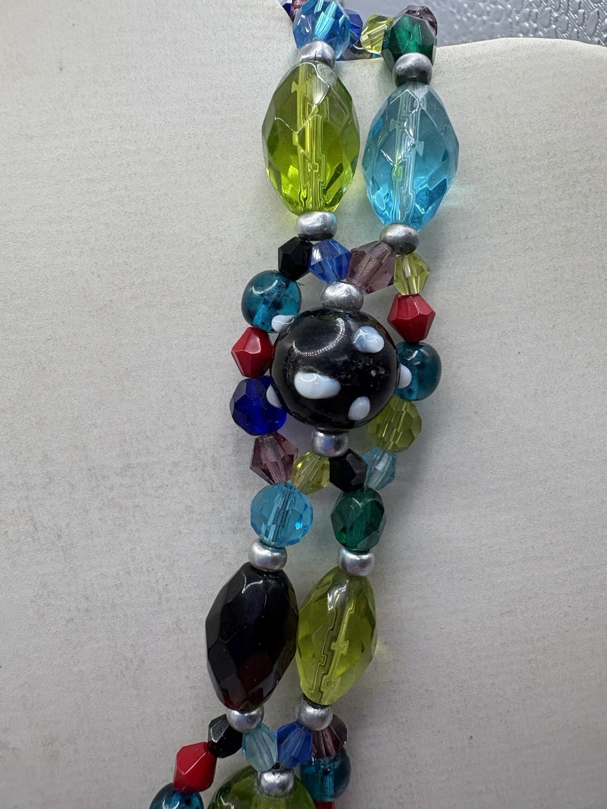 Art Glass Bead Necklace Chicos Adjustable Length 16 – 20 Inches Faceted