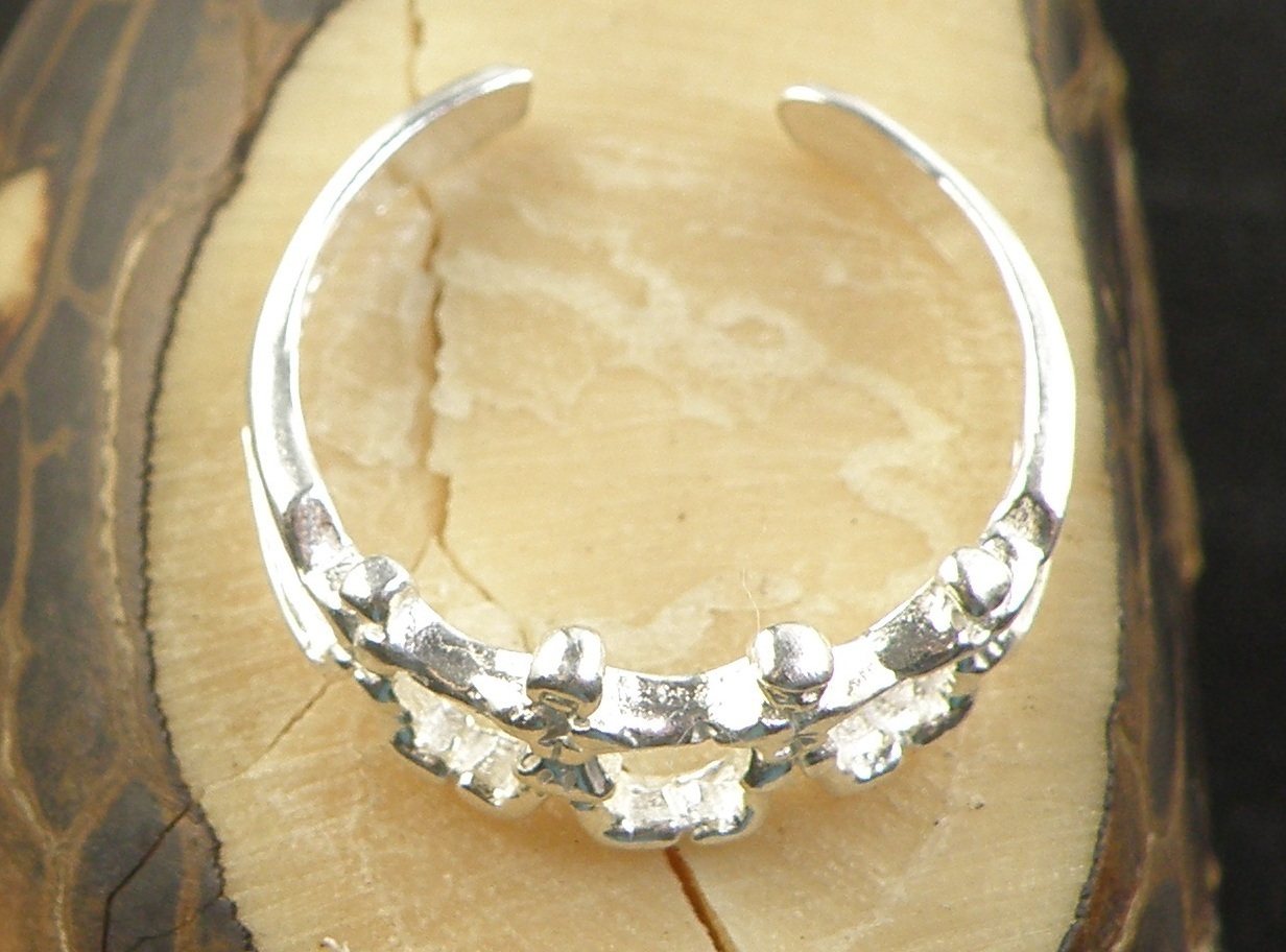 Sterling Silver People Ring Adjustable Pinky Toe or Pinky Finger Size Varies 3+