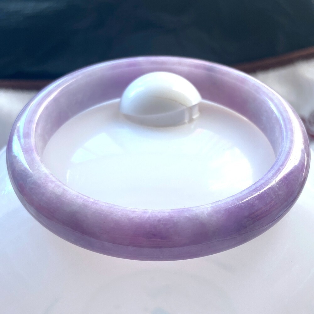 Certified Grade A Lavender 57-58mm Natural Burma Jade jadeite Bangle Bracelet
