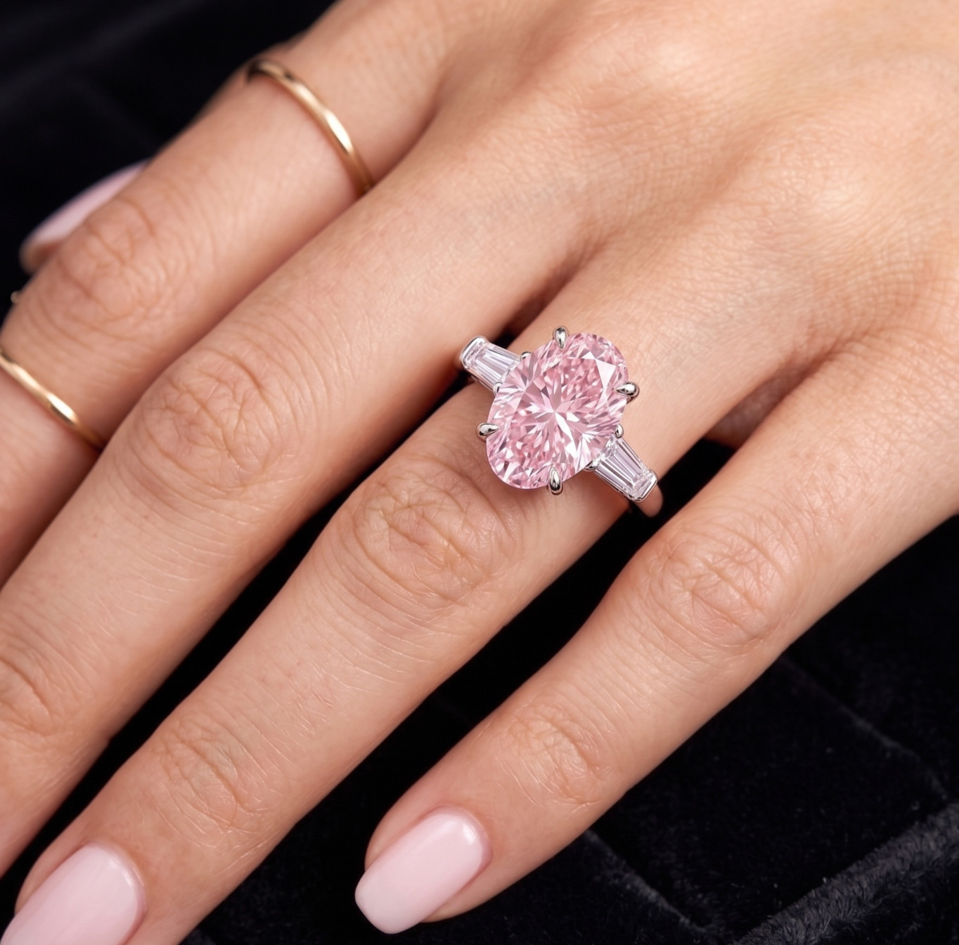 8.00 Ct Certified Oval Shape Pink Natural Diamond Ring VVS1 White Gold Finish