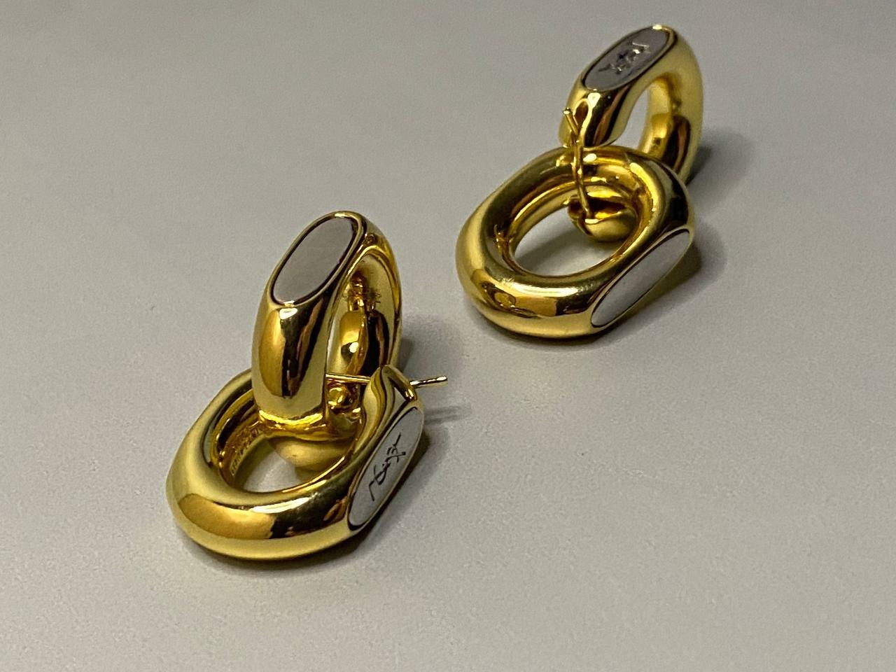 Yves Saint Laurent Gold Interlocking Link Earrings