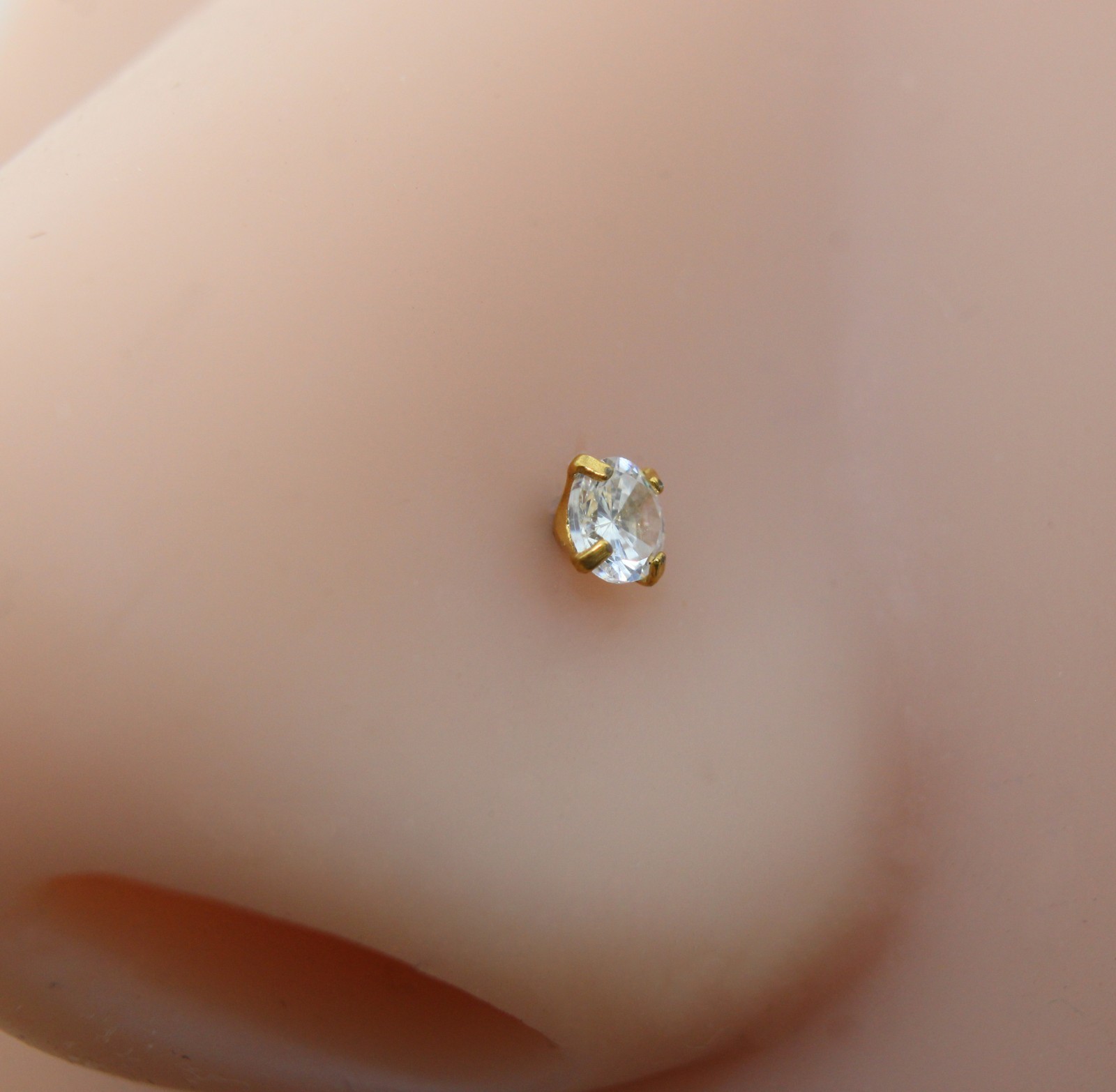 Gold PVD Threadless Flat Back Stud Earring-Cartilage Nose Ring-Tragus Piercing