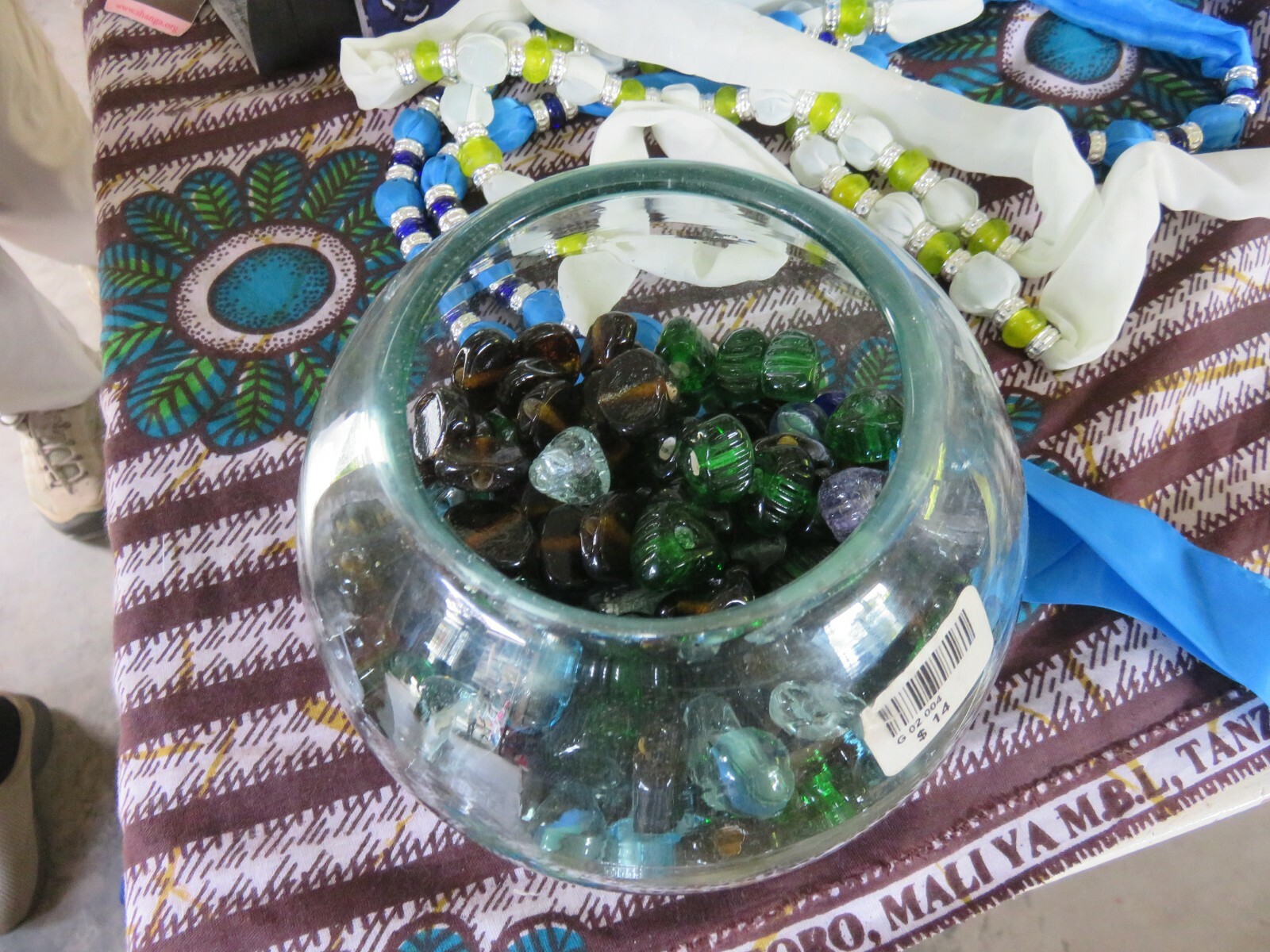 Re-cycled Glass Beaded NECKLACE from SHANGA Workshop Arusha Tanzania, Africa C