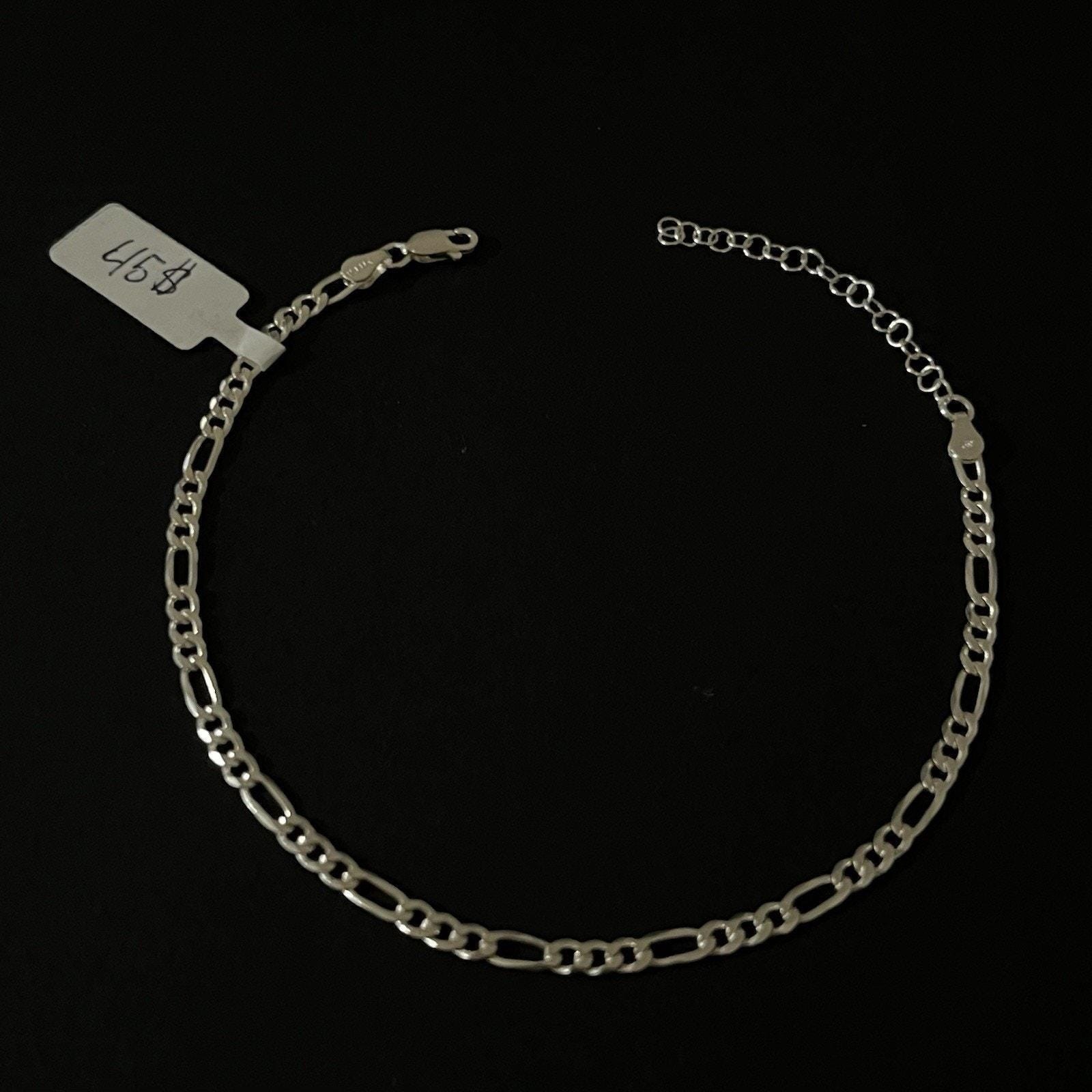 Tobillera De Plata 925 Con Diseño Fígaro, 925 Silver Anklet – 9 Inch