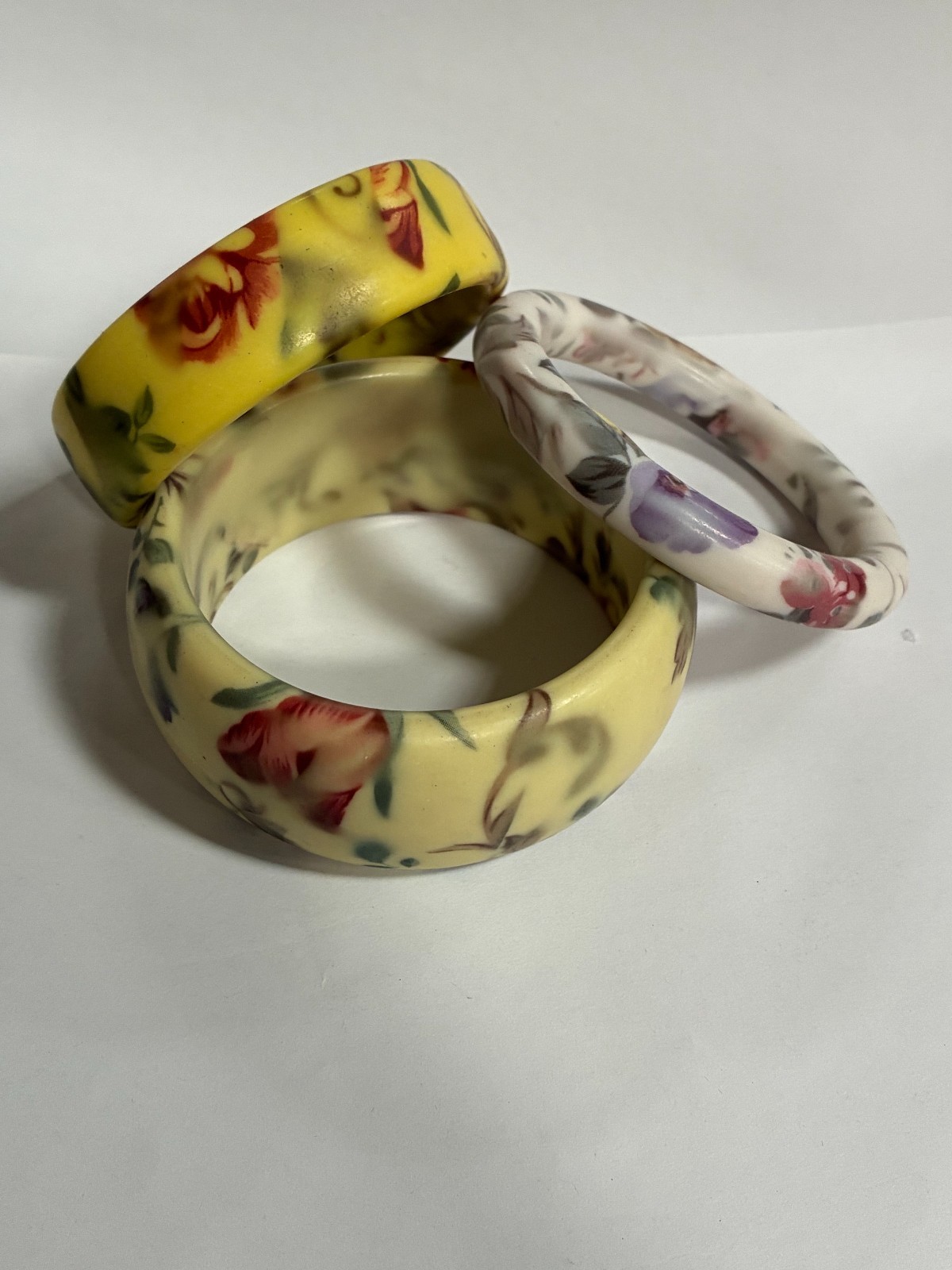 Wholesale Bangles Lot of 12 Resin Bangle Colorful Flower Print Stackable