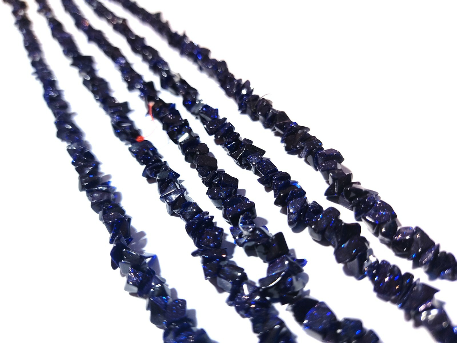 Natural Stabilized Blue Sunstone Chip 4-6mm Smooth Beads 34″Inch 5 Necklace