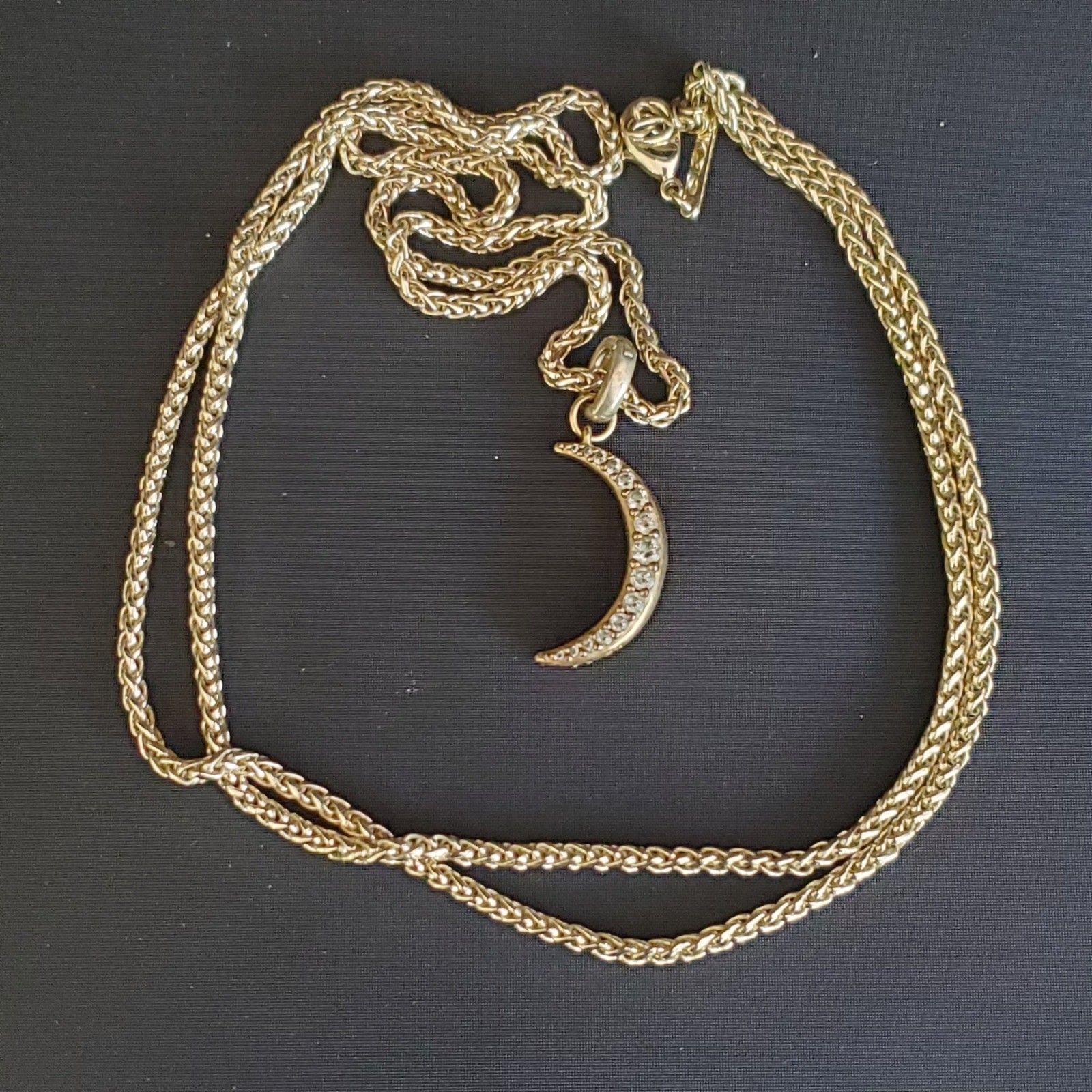 Kendra Scott Gold Tone Pave Crescent Moon Pendant Necklace Celestial Astrology