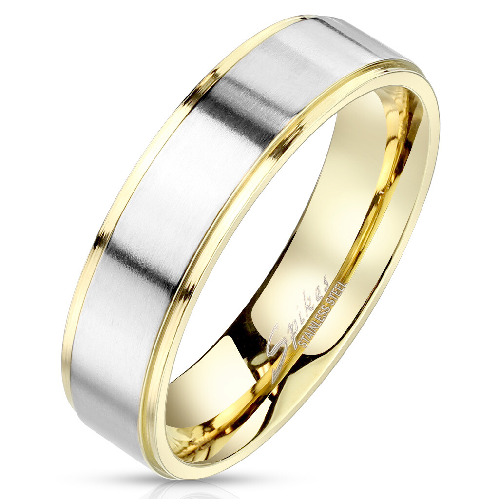 Men’s Ring Brushed Stainless Steel On Gold Plated Pair Market M4586