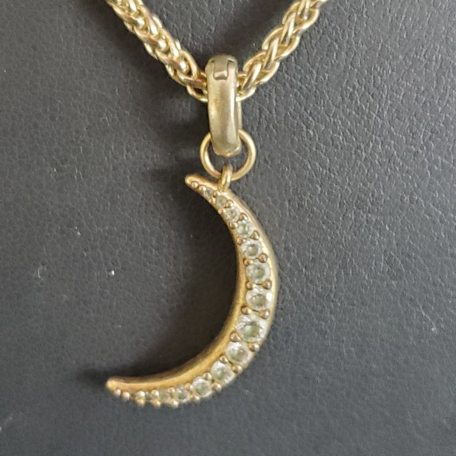 Kendra Scott Gold Tone Pave Crescent Moon Pendant Necklace Celestial Astrology