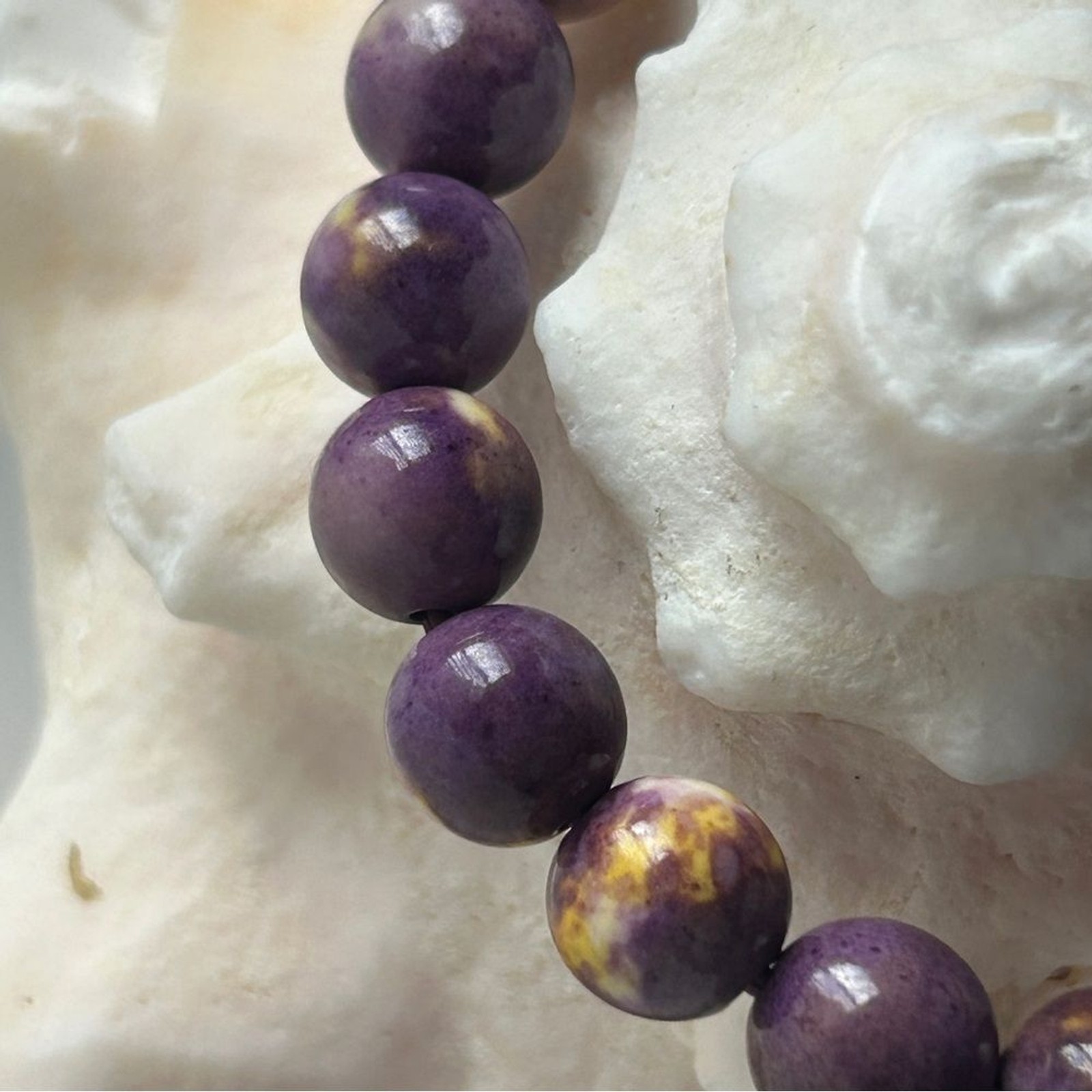 Purple and Yellow mixed color jade Beaded Bracelet 8mm fits 15-17cm wrist