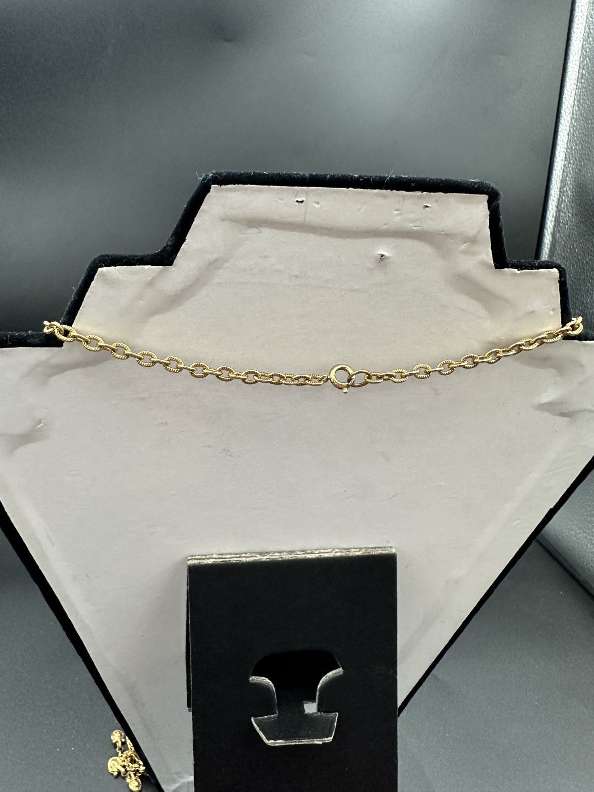 Vintage ESTEE LAUDER Azuree Gold Tone Horn Solid Perfume Necklace Boho