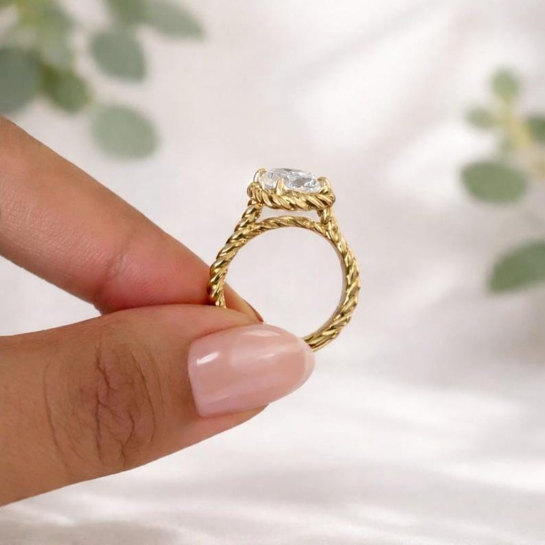 1.50 CTW Elongated Cushion Cut Moissanite Antique Solitaire Engagement Ring VVS1