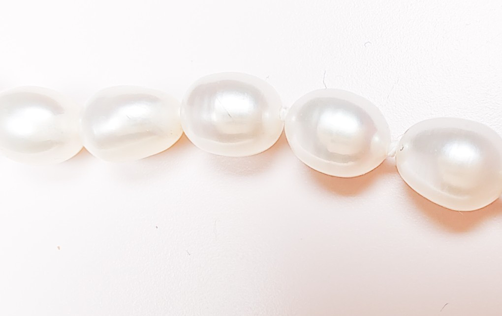 925 Sterling Silver Diamond White Cultured Freshwater Pearl Necklace 18–19.5″