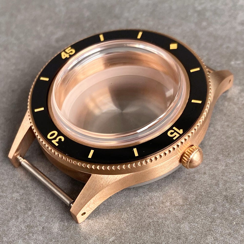 40mm Bronze Watch Case Fit NH34 NH35 NH36 NH38 Automatic Movement Sapphire Glass