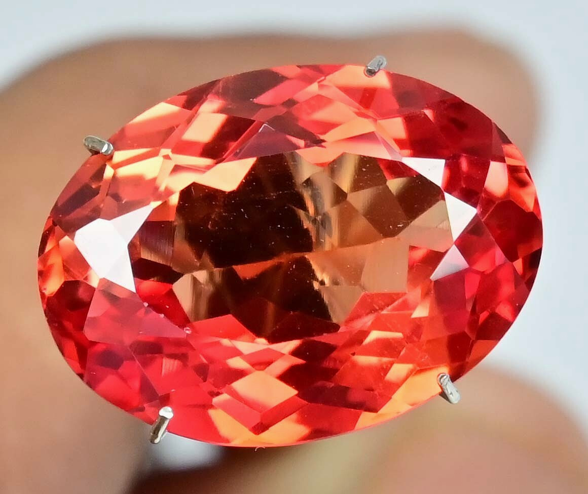 Natural Imperial Topaz 16.60 Ct Excellent Oval Certified Flawless Loose Gemstone