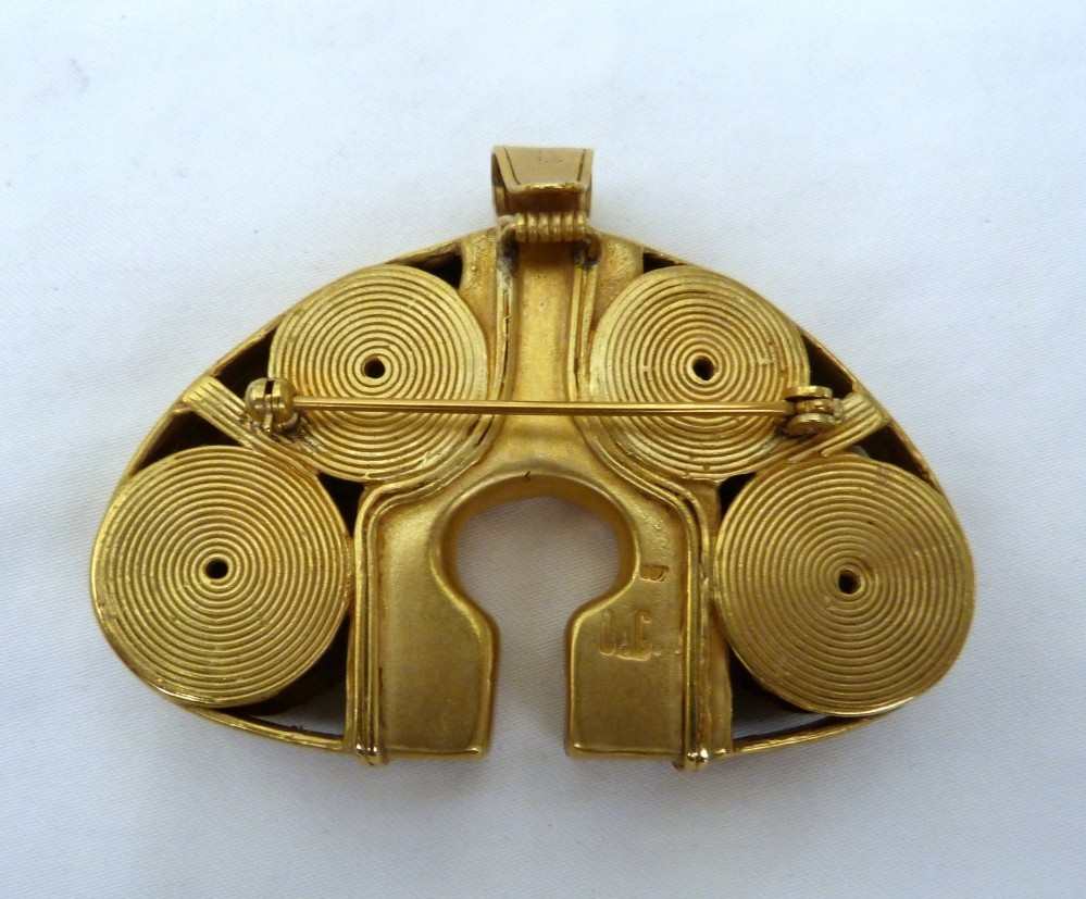GALERIA JOYERIA CANO “SIMIN” 24K GOLD PLATE SPIRAL PIN OR PENDANT ~$315 RETAIL