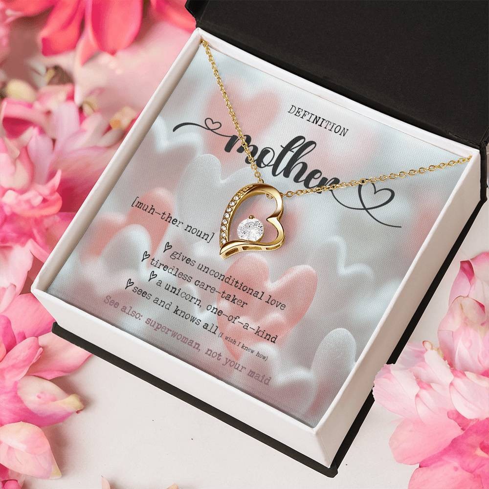 Definition of Mother – Mother’s Day Rose Pendant Necklace, Birthday Gift Wife