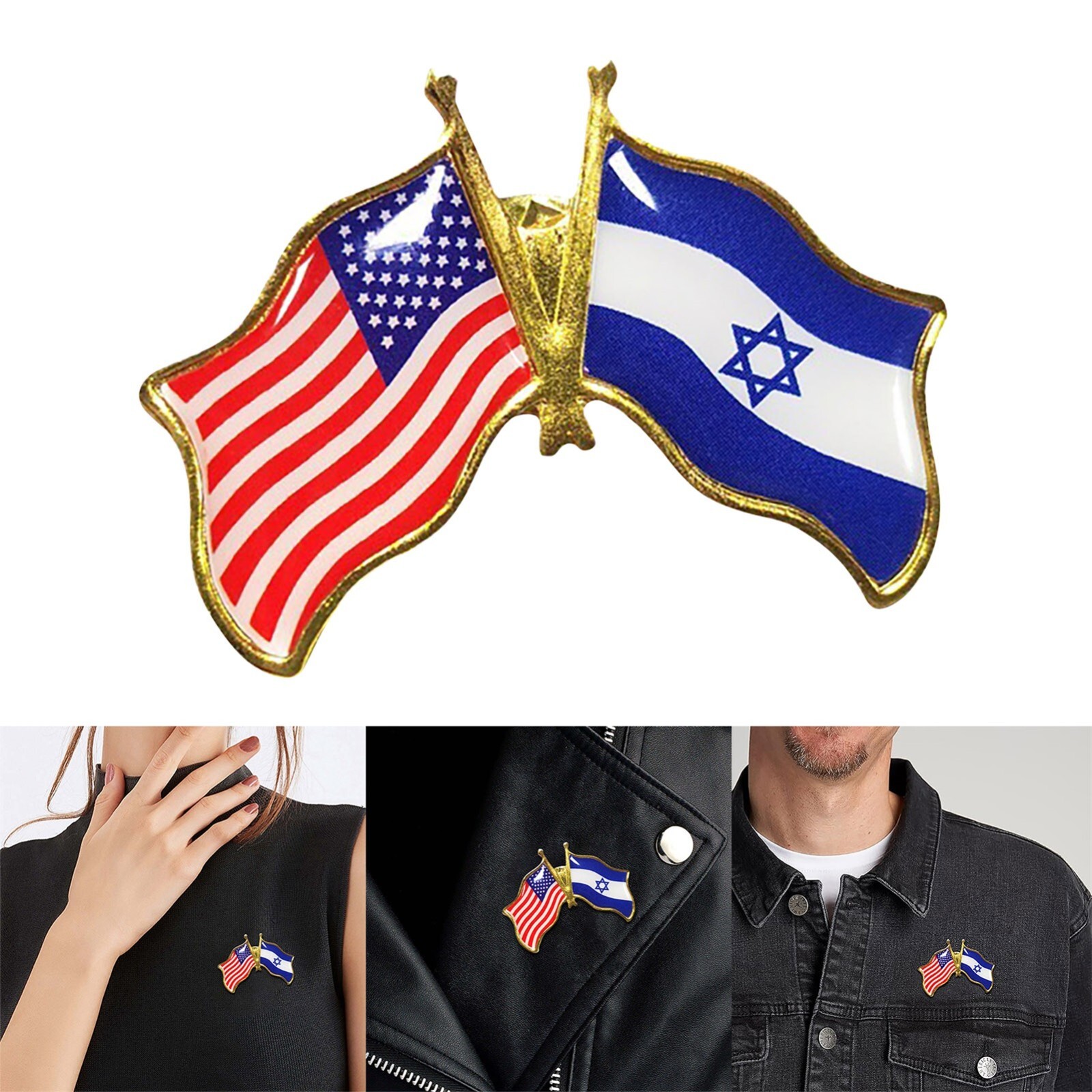 Pack of 10/20/30/50 USA American&Israel Friendship Flag Bike Hat Cap lapel Pin
