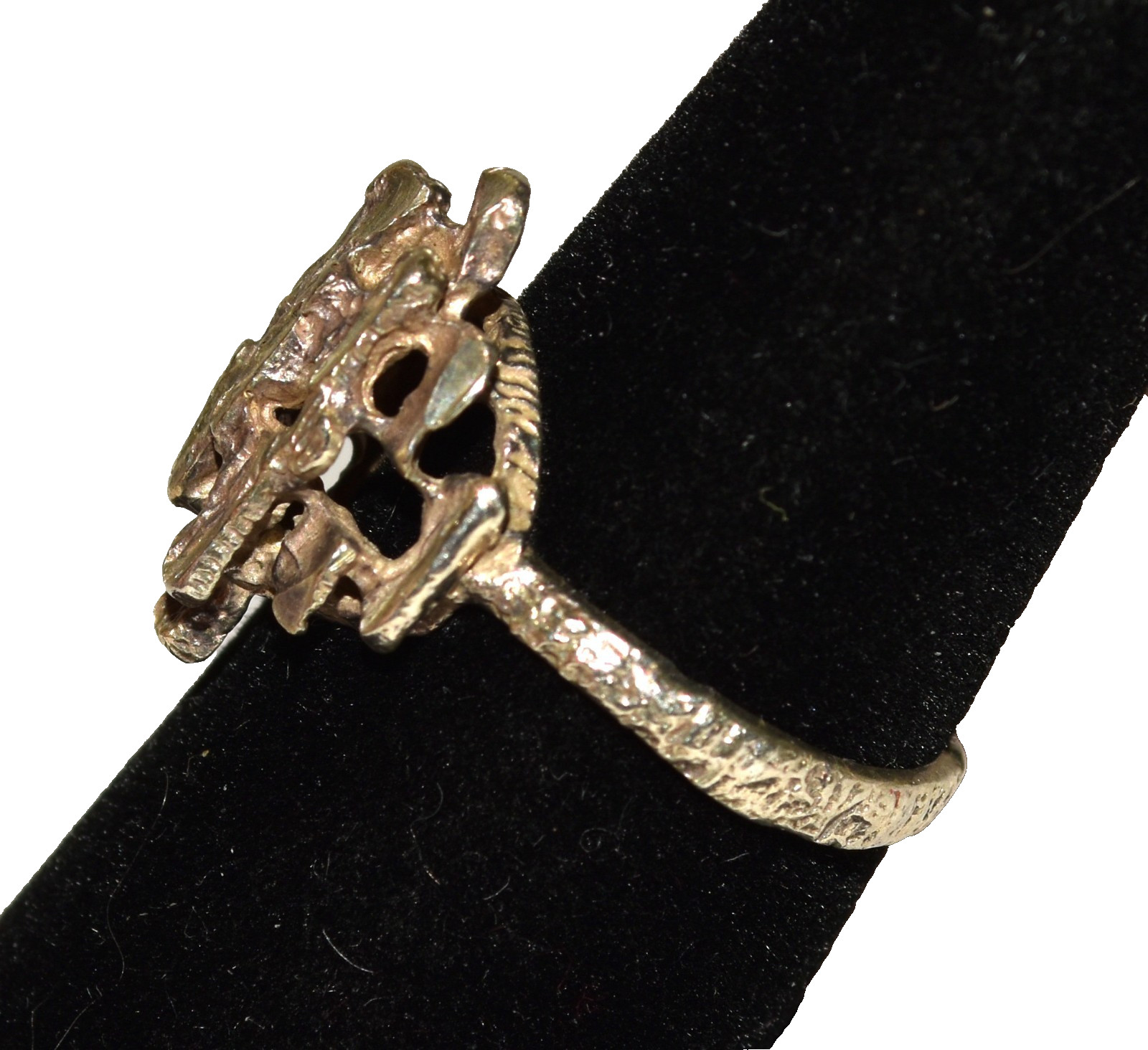 Vintage Geometric Layered Rectangle Cluster Sterling Silver Ring 3.3 Gram Size 7
