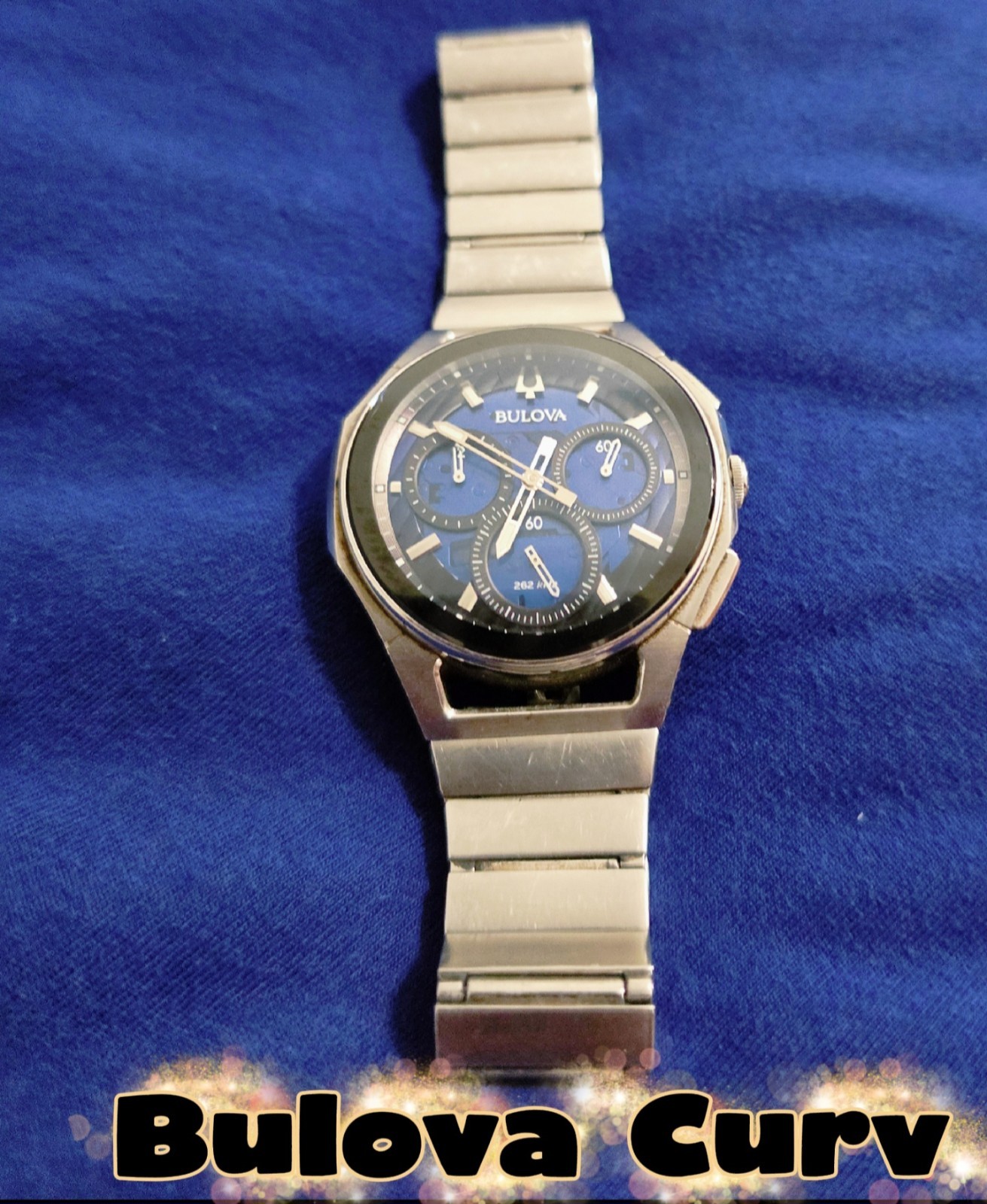 Bulova Curv Chronograph Blue Dial Stainless Steel Men’s Quartz Wristwatch