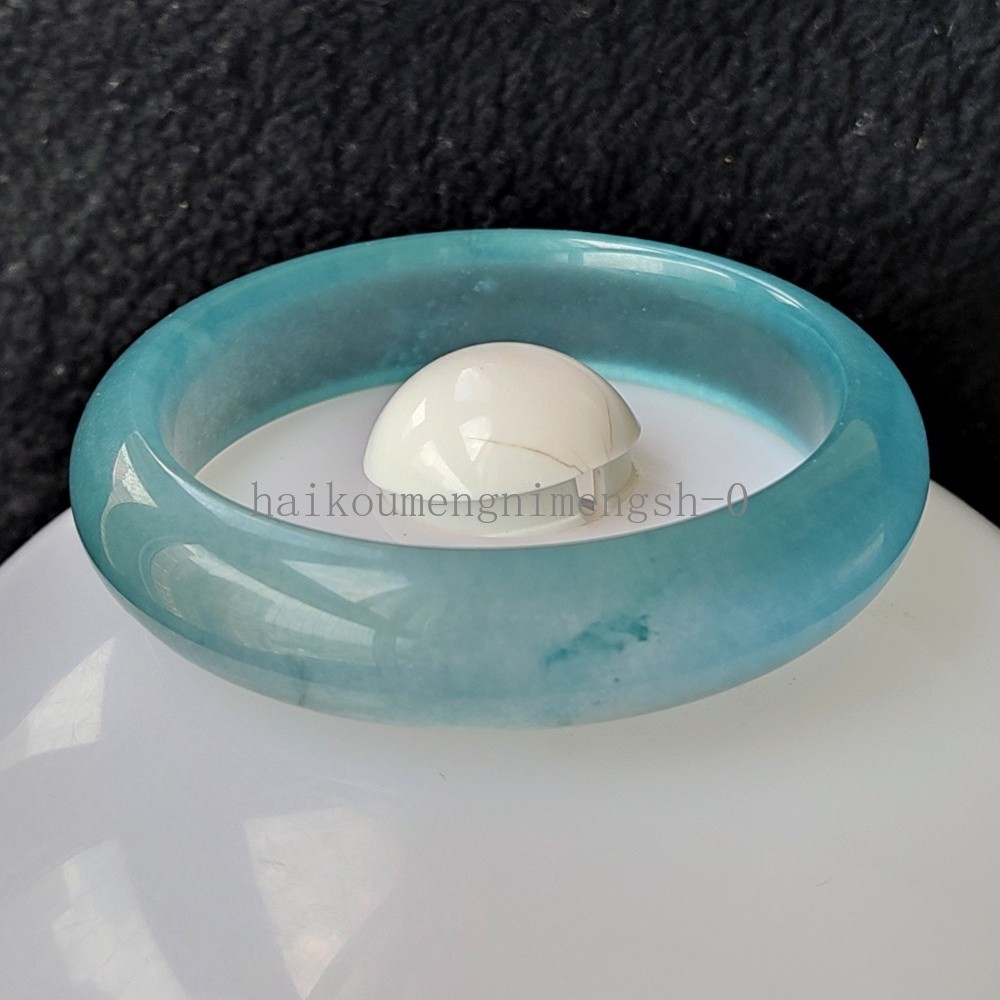 Certified Ice Bluewater 53-54mm Natural Burma Jade jadeite Bangle Bracelet