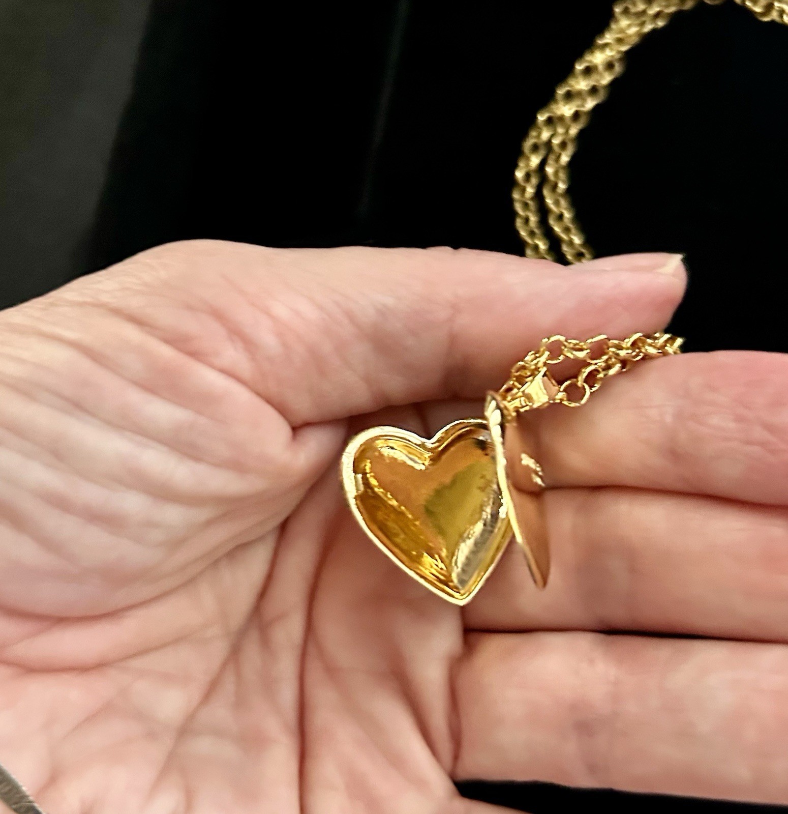 Kurt Geiger Heart Charm Locket Pendant Necklace Multicolor Pavé Crystal Gold