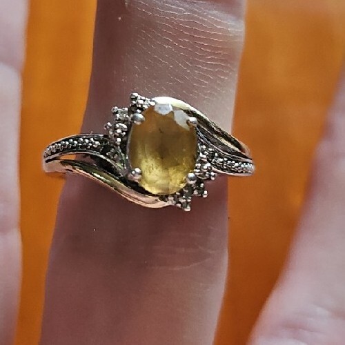 925 SS 10k Gold Citrine Diamond Ring Size 7 ONLY WORE ONCE